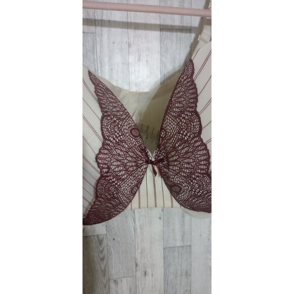 Cacique Bra Full Coverage Lace Padded Underwire‎ Beige Brown Bow Detail Size 44F - Picture 3 of 6